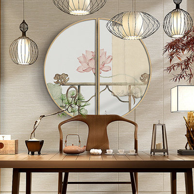 風(fēng)雅閑趣，一畫入景 新中式餐廳玄關(guān)圓形掛畫選購與搭配指南